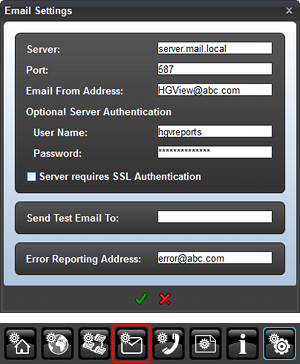 Email Settings dialog