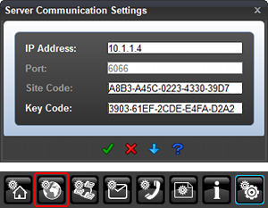 Server Communications Settings dialog